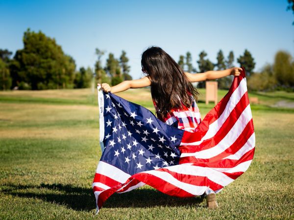 Image of a girl with an american flag